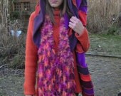 purple cognac gnome hat hoodie scarf neckwarmer pixie cap knit dreads shawl gypsy scoodie cowl poncho Ooak