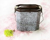 Vintage French Enamel Lunch Pail Granite ware,brown  and White, Enamelware, great state