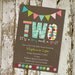 twins baby shower invitations for twins, with banner and polka dots (item 156b)