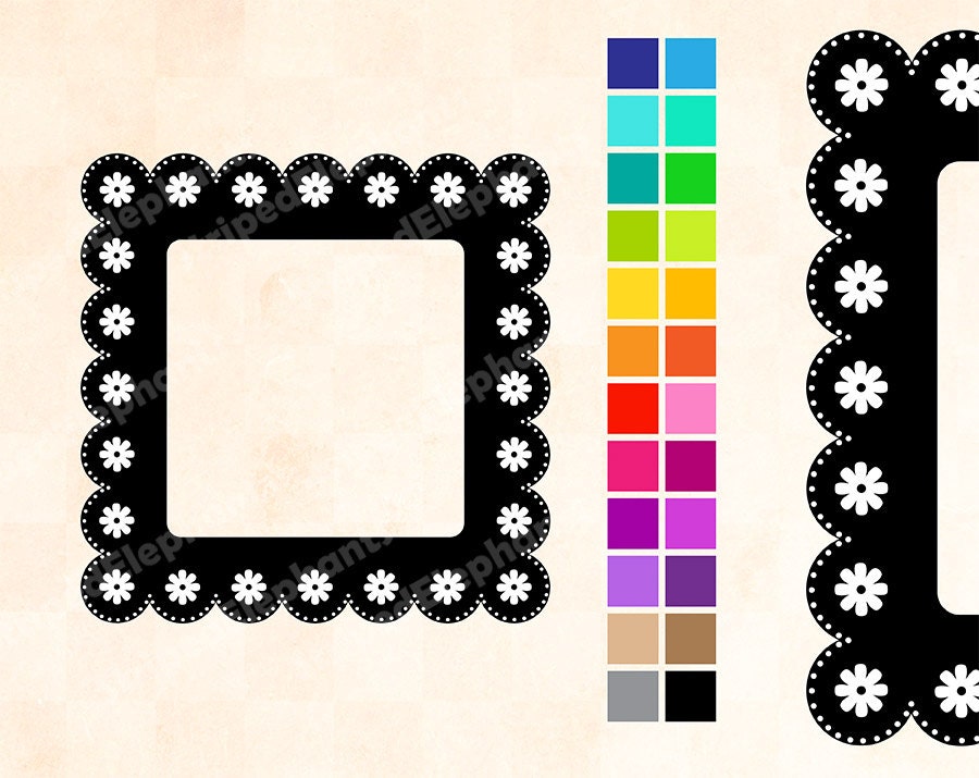 Digital Frames - Lace Flower Square Frames - Clip Art Frames - Personal and Commercial - Instant Delivery
