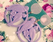 Lavender Love Bird Cameo Stud Earrings