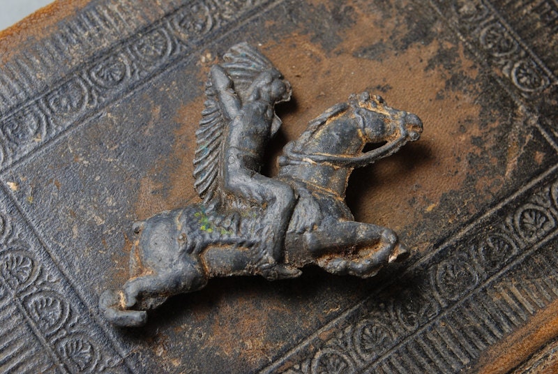 Vintage lead toy, figurine of Indian horseman