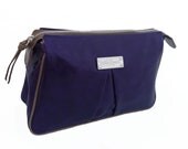 Women's luxury Italian leather wash bag, make-up bag or toiletry bag in Violet Purple