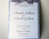 Silver and Blue Damask - Custom Wedding Invitations