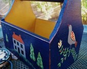Wooden Stitching Basket,Sewing Basket, Hand Painted, For Cross Stitch,or Portable Office