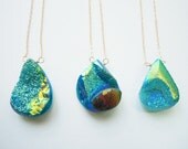 Crystal Druzy Necklace - Metallic Peacock - Gold Filled Chain - Mineral Jewelry