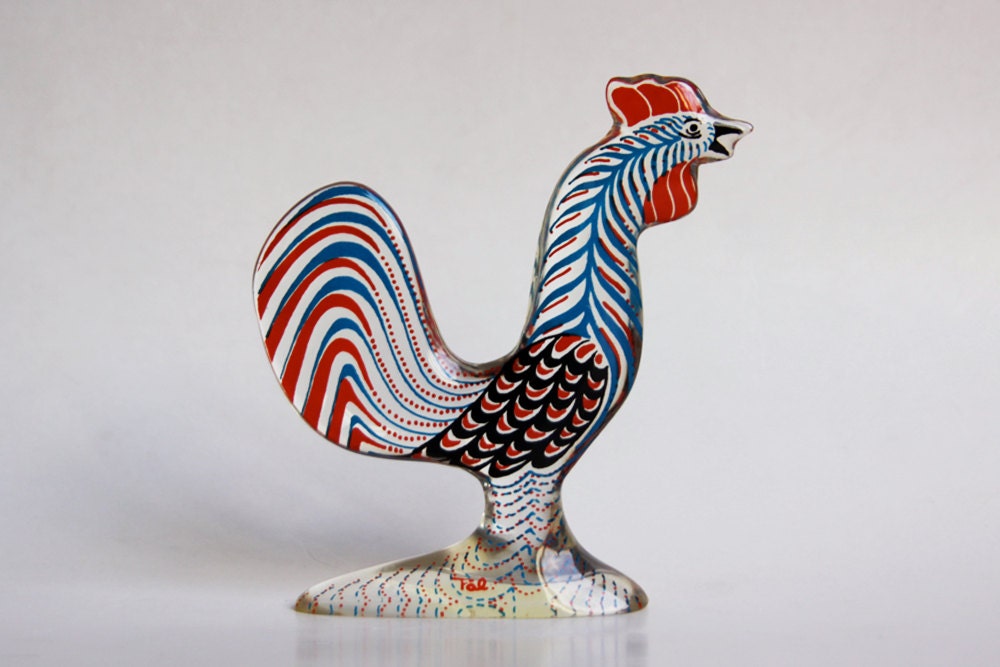 Abraham Palatnik  Lucite Rooster Figurine (2) - 60s