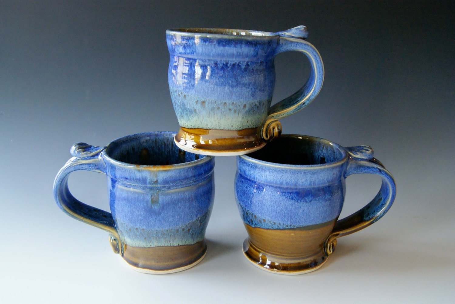 Coffee Mug in Blue and Honey Amber Brown by Hope Fregerio