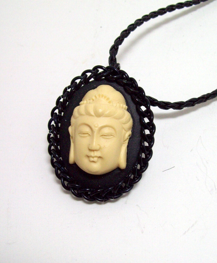 chainmaille, necklace, Buddha, pendant, cameo necklace.  Zen, cameo pendant, cameo jewelry