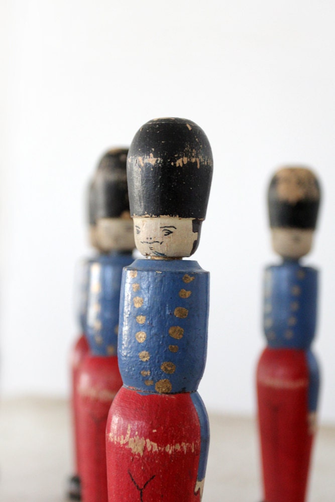 Antique Toy Soldiers / Skittles / Wooden Men