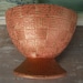 Footed Bowl Mid Century Modern Coral Gold Basket Weave