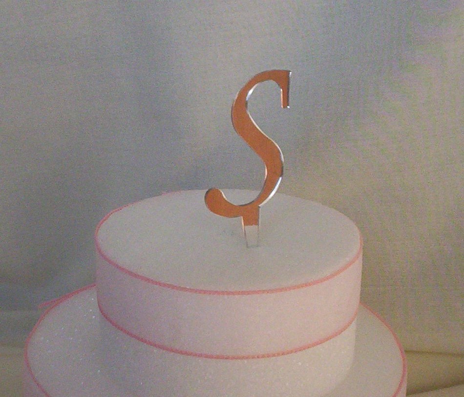 DIY Wedding Cake Top Initial letter S Bridal Monogram cake topper 4 inch Bridal accessories wedding reception DIY cakes decor cheap cake top