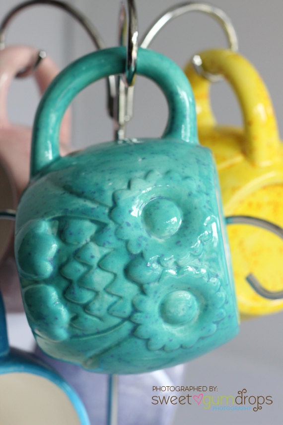 Teal Owl Mug Handmade Ceramic from my Charleston, SC Studio