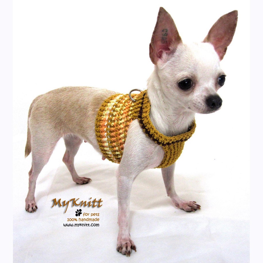 Dog Harness Vest Crochet Clothing Small Dog Leash Pets Harnesses Custom Collar DH2 Myknitt