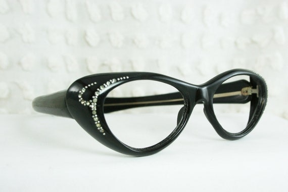 Vintage 60s Cat Eye Glasses 1960s Eyeglasses Black By Diaeyewear 9198