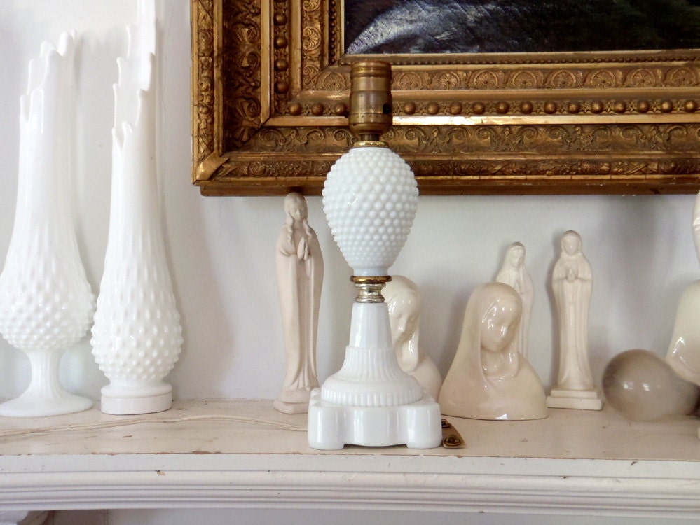 Milk Glass Lamp Antique Table Lamp White Glass