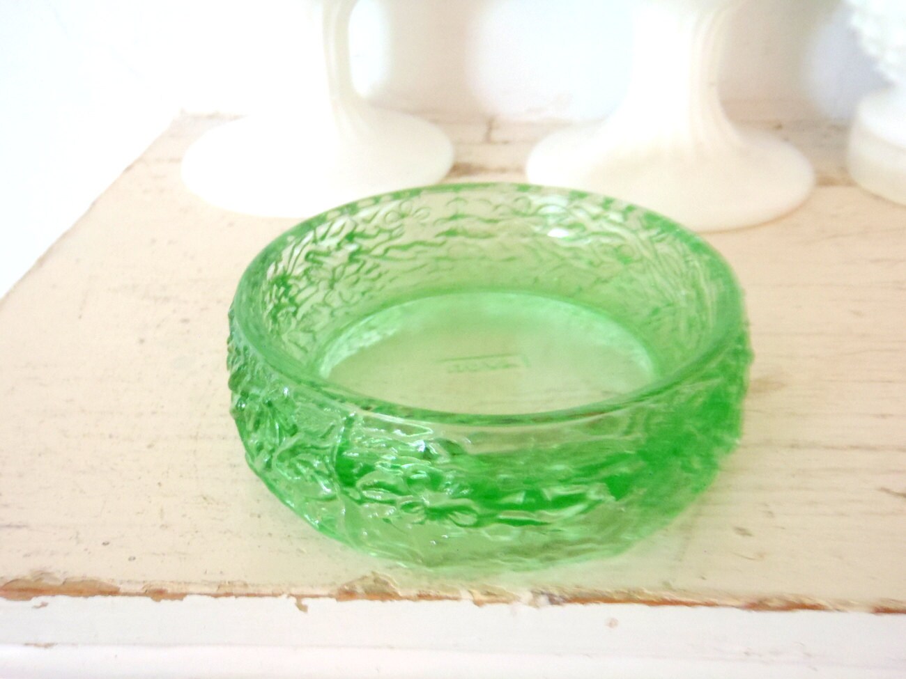 Soap Dish Vintage Bathroom Green Glass Avon Soap by HonestJunk