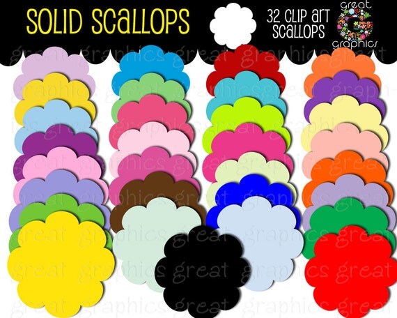 Digital Scallop Frame, Scallop Tag, Digital Clip Art, Label Clipart, Digital Clipart, Label Clip Art, Instant Download Il_570xn