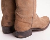 1960's Tan Suede Cowboy Boot 9D