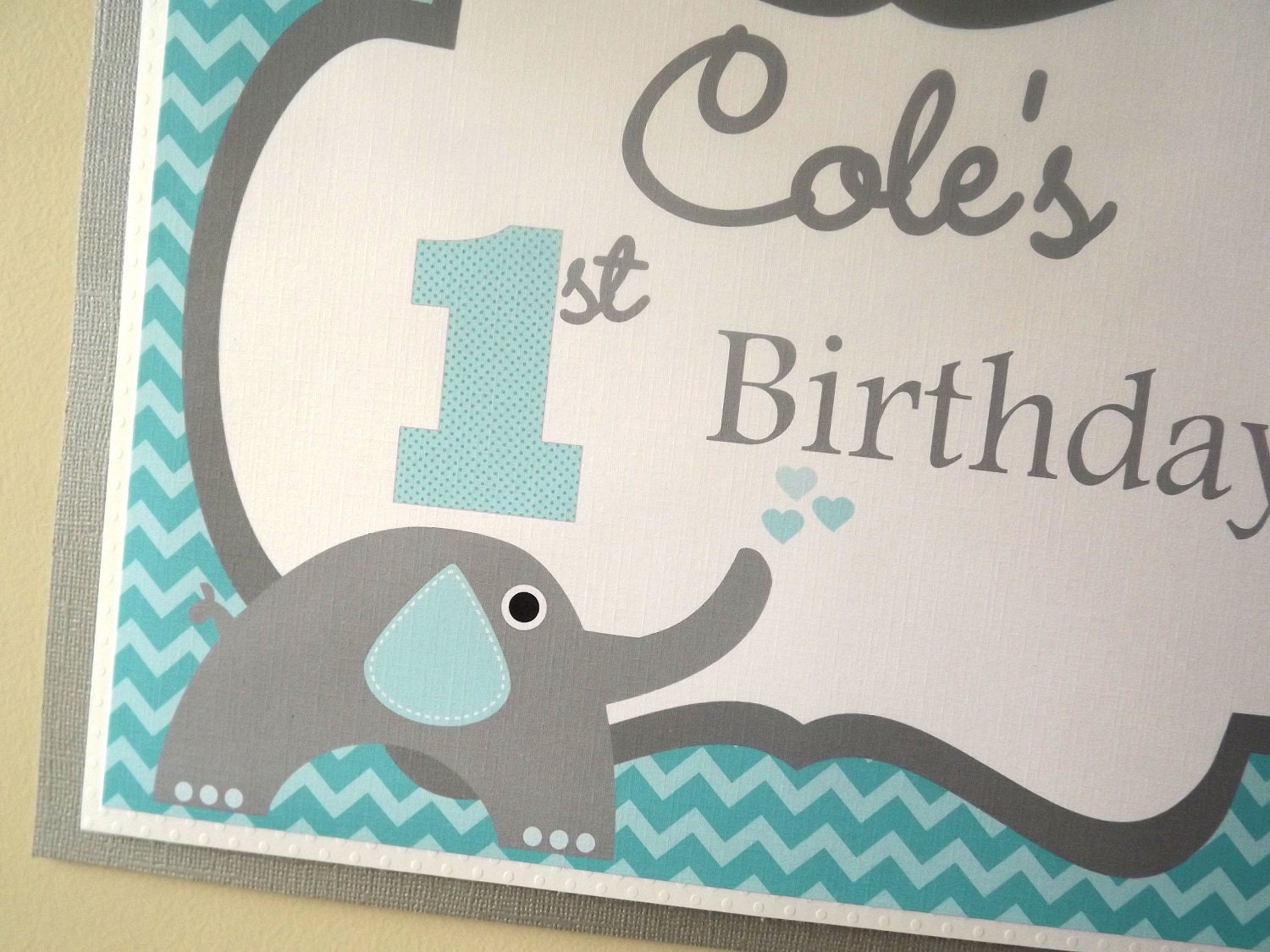 Blue and Grey Heart Elephant Collection: Door Sign Il_570xn