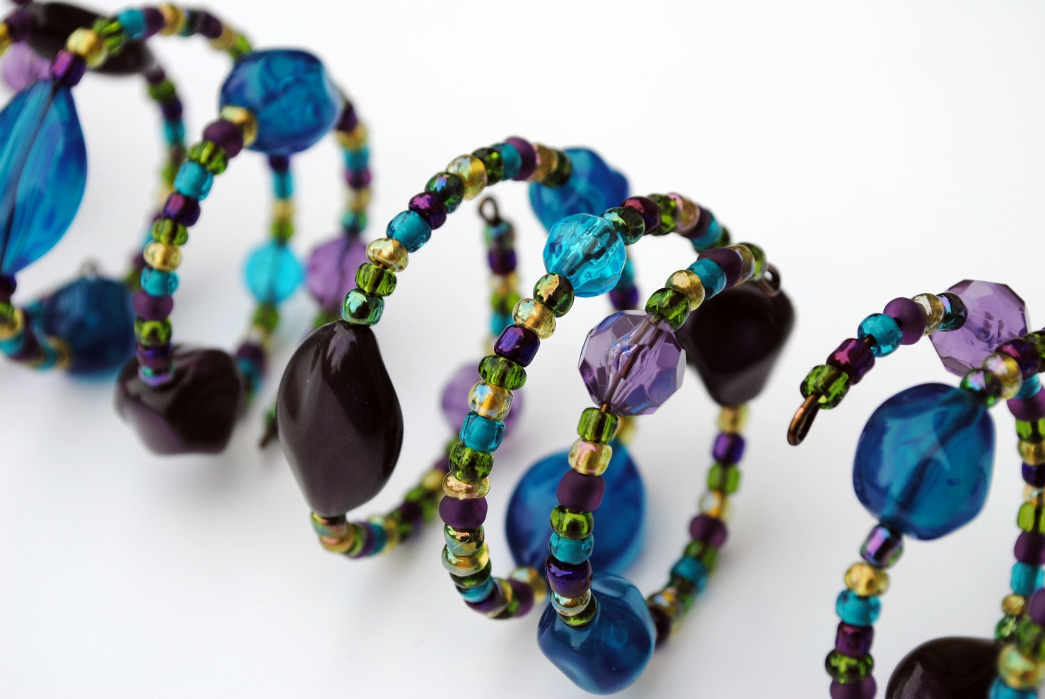 Purple and Teal Napkin Rings - Set of 4 - Peacock Paradise