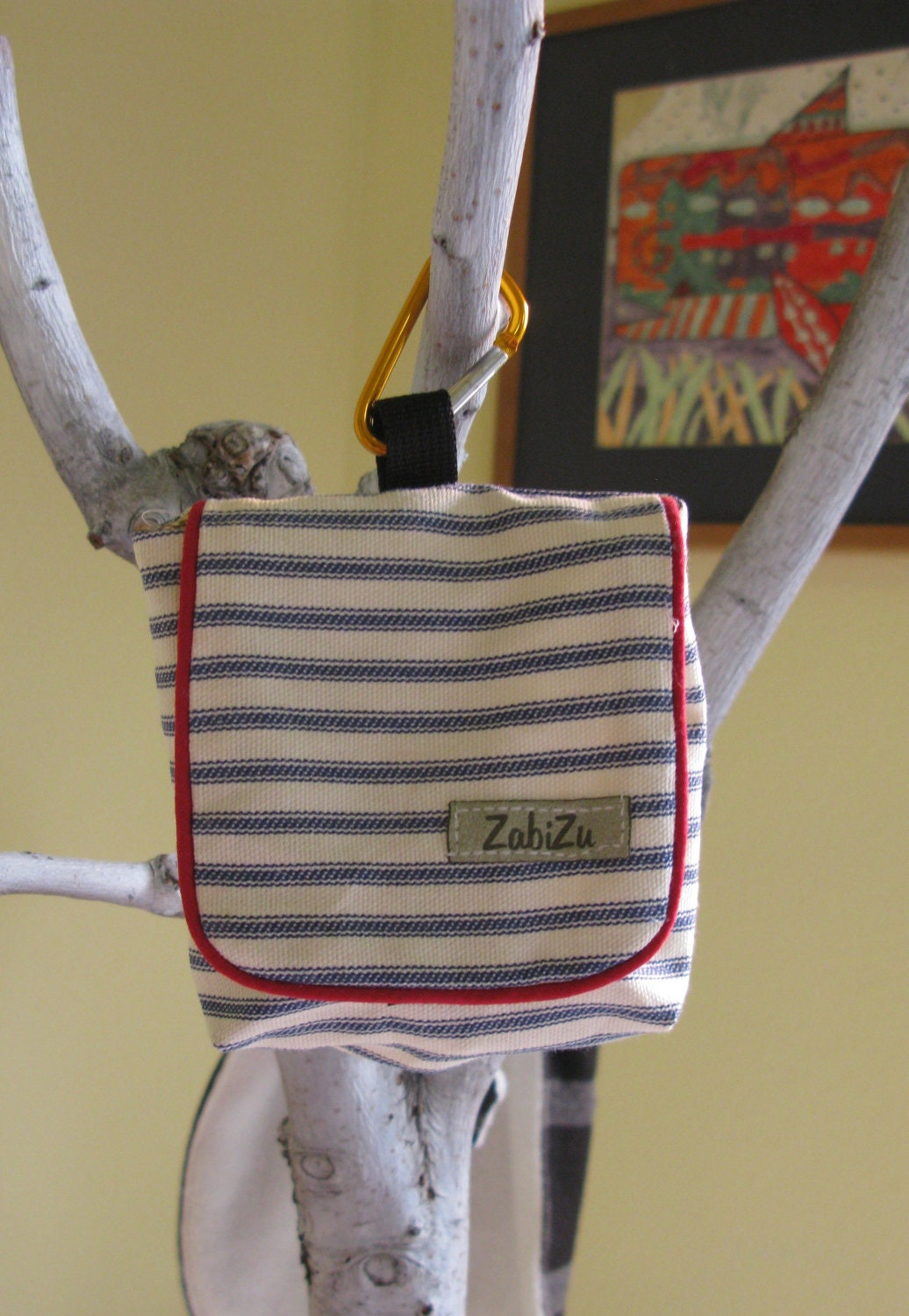 Pet Treat Pouch- Blue Ticking-SALE-