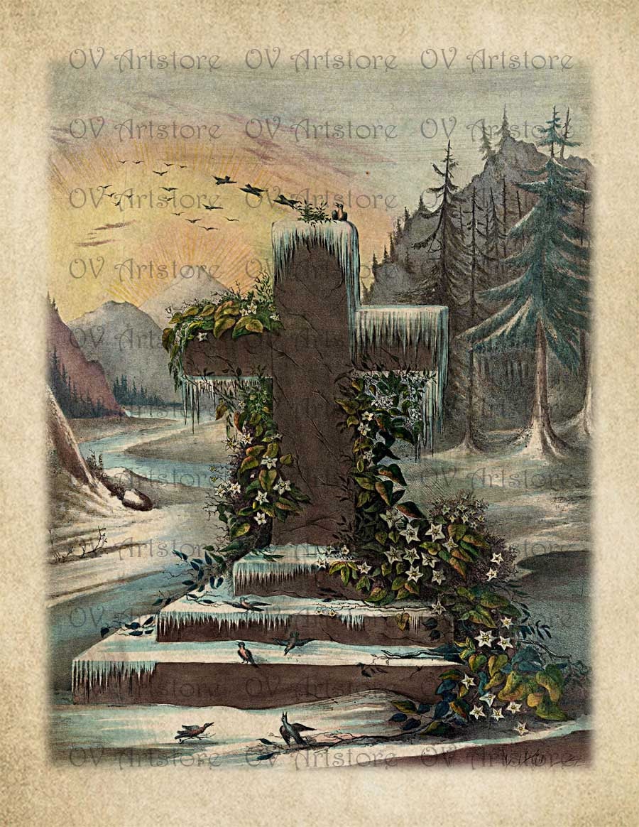 Vintage, Cross, Altered, Ephemera, Iron on, Image No. 683