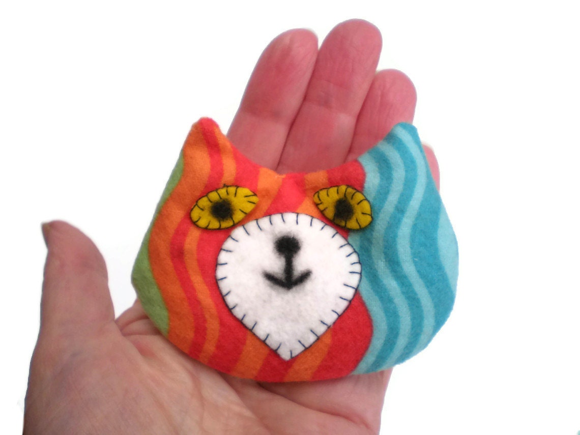 Cat Head Rice Heat Cold Pack Microwavable for Hand Pocket or Kids Boo Boos and Ouchies Lime Green Orange Red Blue