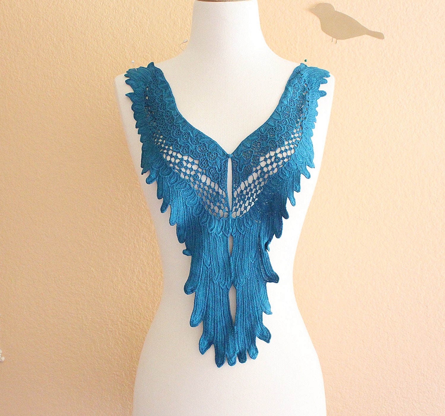 Teal Color Cotton Applique / For Front and Back Piece.