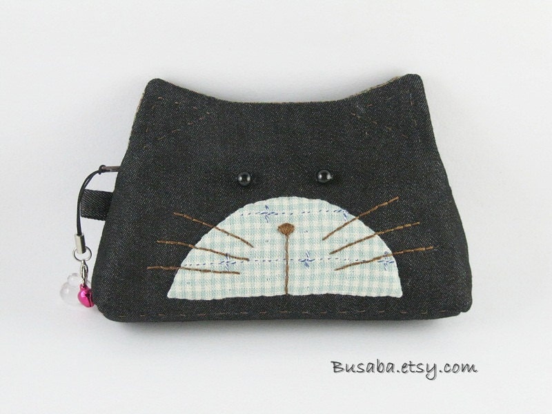 Handmade Coin Purse - Cat Purse -Kitty Cat- Ready to Ship