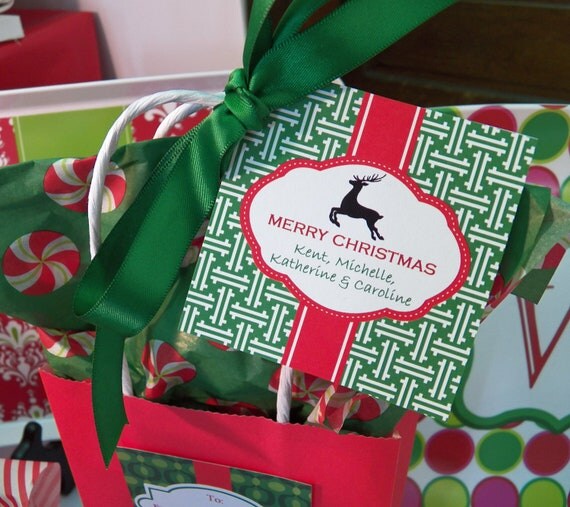 Printable Personalized Christmas Gift Tags - Reindeer Silhouette Rodeo Drive Collection Il_570xn