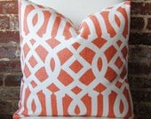 Imperial Trellis in mandarin / ivory - Pillow Cover - 20 in square - Designer Pillow - Decorative Pillow - Throw Pillow