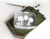 Vintage Lucite Acrylic Paper Weight. Soviet Vintage. Reverse Carving. Floral Design