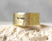 Arrow Ring- Brass Hammered Band Ring