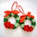 Christmas Cuties 4 inch Christmas Ornament Yarn Wreath with Red Felt Flowers Christmas Cheer Collection Set of 2