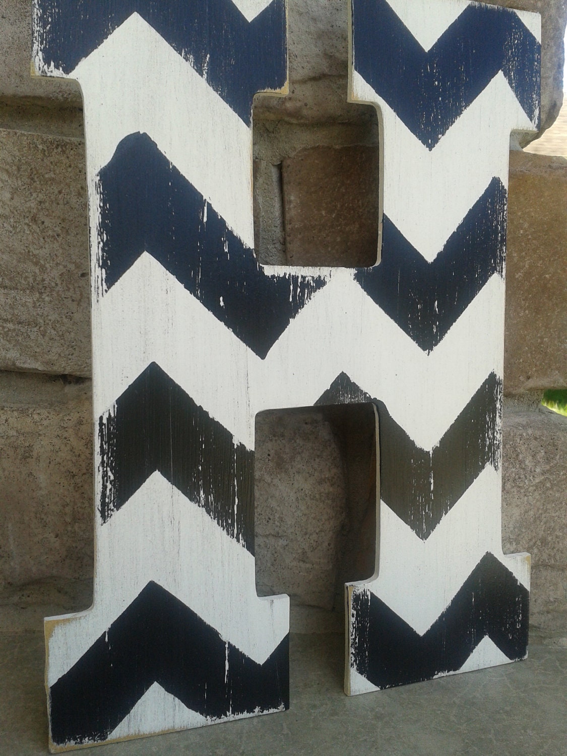 Pottery barn style Chevron letters, Bridesmaids gifts, Wedding gifts, Custom distressed wood letters for home decor - 13.5 in wood letters