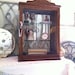 Vintage Wood Glass Door Shelves Curio Cabinet Cupboard