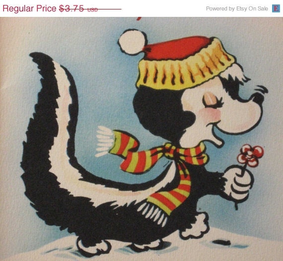 HoLiDAY SaLE nos Vintage Skunk Christmas Card Novelty
