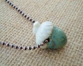 Acorn Teal Ceramic Copper Fall Halloween Thanksgiving Necklace