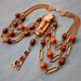 Vintage Statement Necklace Gold Tribal African Mask Multi Chain Swag Carved Wood Ethnic Beads 1970s Jewelry