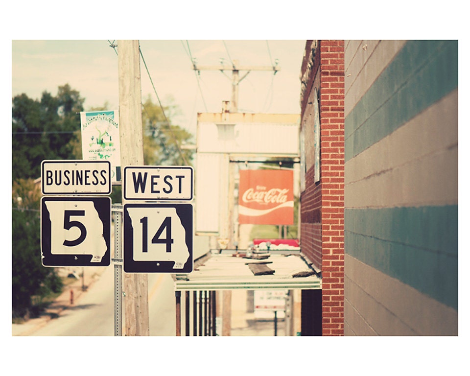 missouri urban buildings sign photo print - whimsical fine art color photography, number, picture, wall, blue, white, red  - 10x8