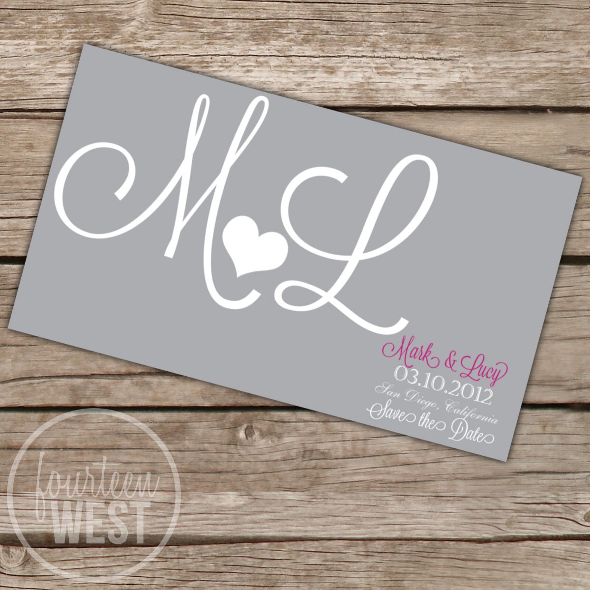 ON SALE! Modern Gray Save the Date Card (Printable Digital File) Il_570xn