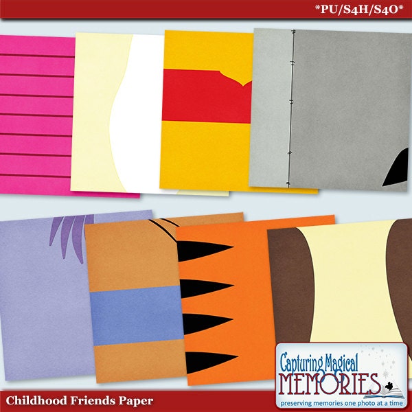 Childhood Friends 12x12 Digital Scrapbooking Paper by MC Digital Designs
