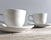 Vintage White Fiesta Cups and Saucers
