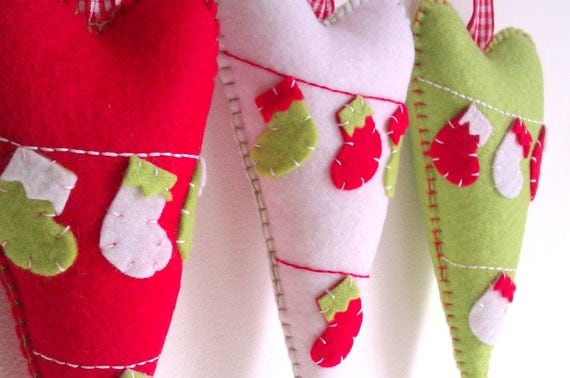 Big Hearts Christmas Decoration - Set of 3 - Ornaments/favors/decor Il_570xn