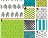 Custom Crib bedding - Turquoise, Grey and Lime green