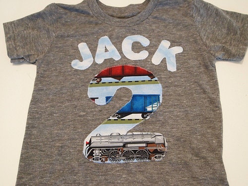 Train Birthday Shirt Organic Blend Tee Number Birthday Shirt custom name and birthday (name not included in price)