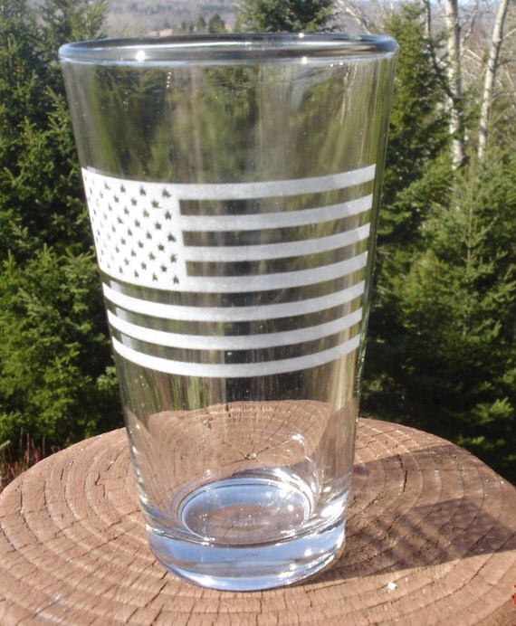 American Flag Etched Glassware by Craftsbysuelav on Etsy