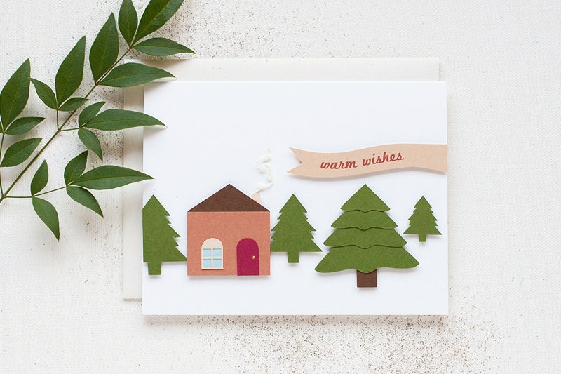 Cozy Cabin - 3D Handmade Holiday/Christmas Card - AnastasiaMarieShop