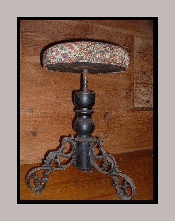 Antique Victorian Piano Stool Cast Iron Legs by MillingtonMill